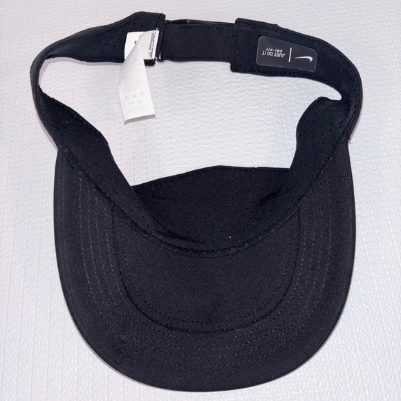 Nike Dri-FIT Visor Black White Adjustable Golf Tennis Running Sport Hat Cap - Picture 4 of 5